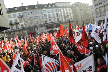 Protest against the cuts in social spending in Zurich