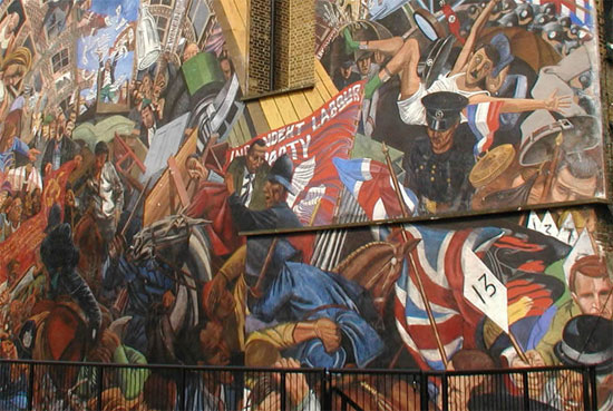 Mural of the battle in Cable Street