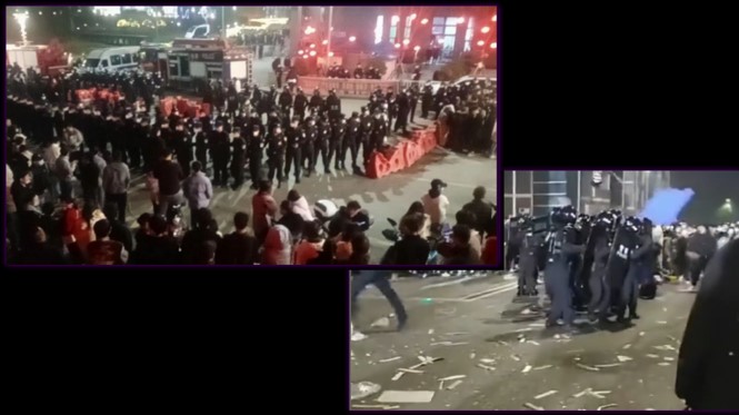 Police riot gear China Image screen grab