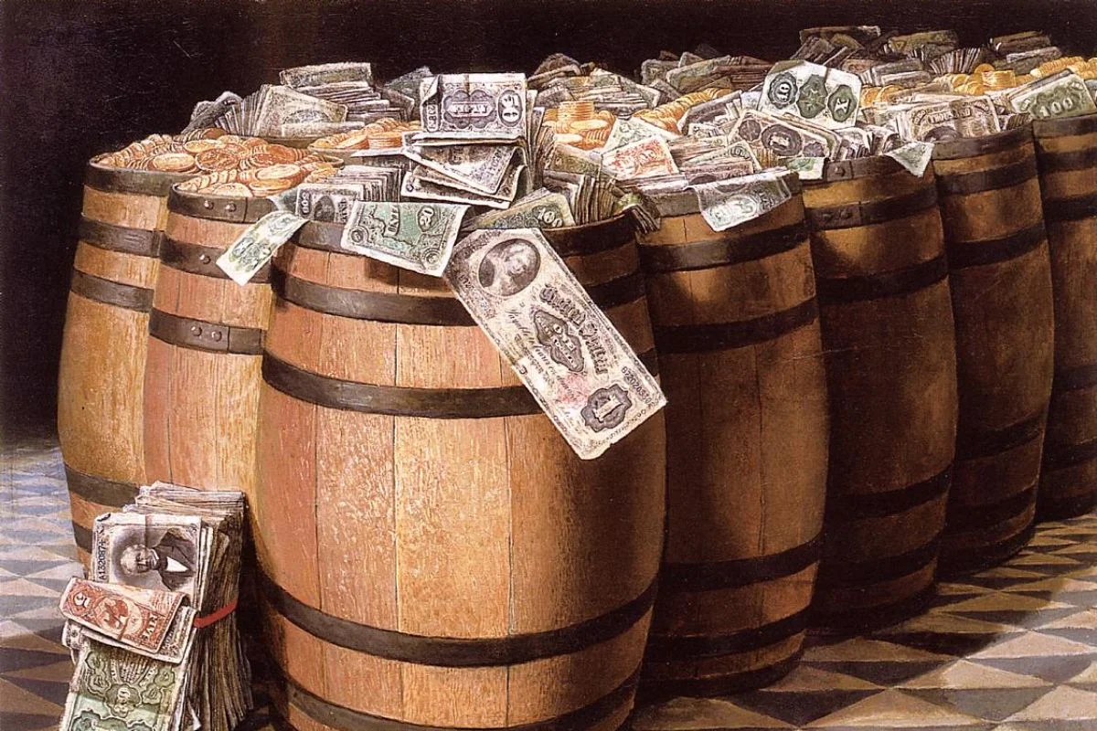Money barrells Image public domain