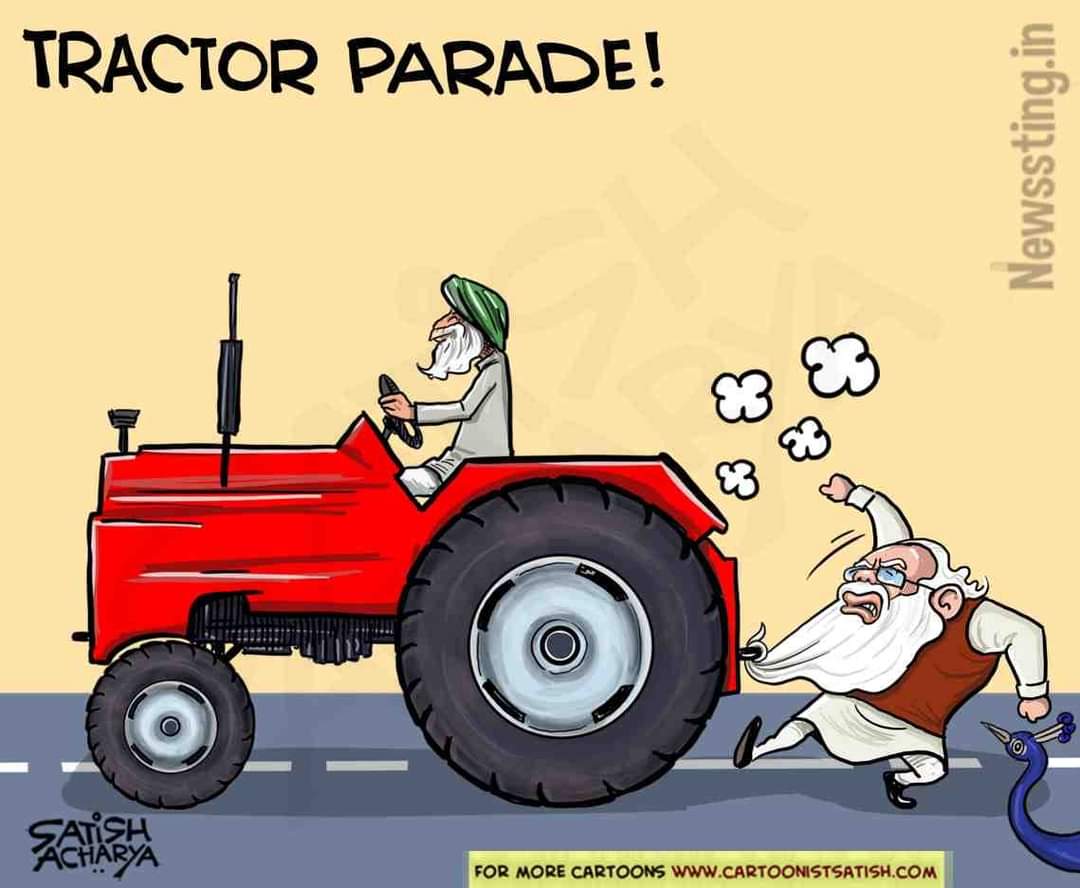 Tractor march cartoon