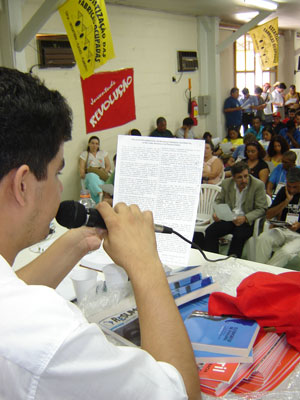 Carlos Castro reads final declaration