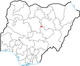 Location of Jos in Nigeria