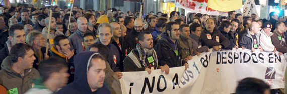 Workers of the Nissan plant in Barcelona